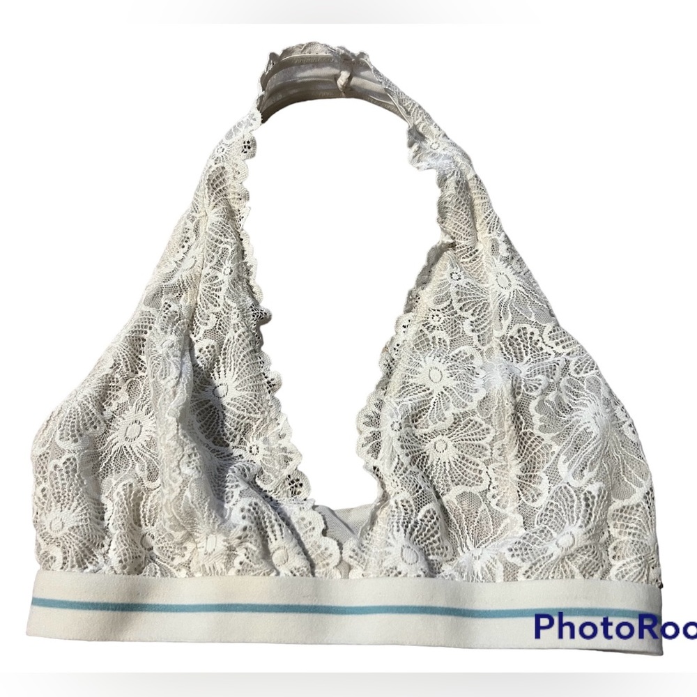 Girls white lace halter bralette by Colsie size S